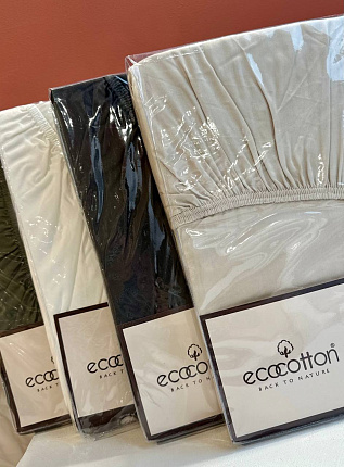 Фото - Простыня на резинке Ecocotton Кремовый, 180*200 - KOMODO STUDIO HOME